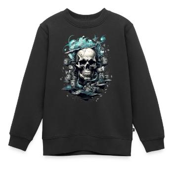 Totenkopf Abstrakt Street Art - Kinder Premium Organic Sweatshirt - Schwarz - Vorne - AI Model Kid Female (0cm)