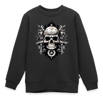 Totenkopf Abstrakt Street Art - Kinder Premium Organic Sweatshirt - Schwarz - Vorne - AI Model Kid Female (0cm)