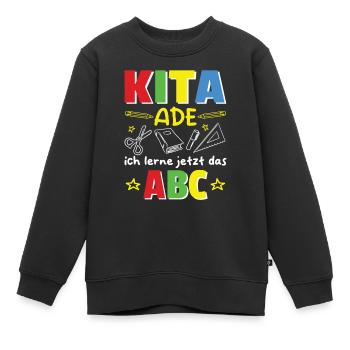 kita ade ich lerne jetzt das abc Einschulung - Kinder Premium Organic Sweatshirt - Schwarz - Vorne - AI Model Kid Female (0cm)