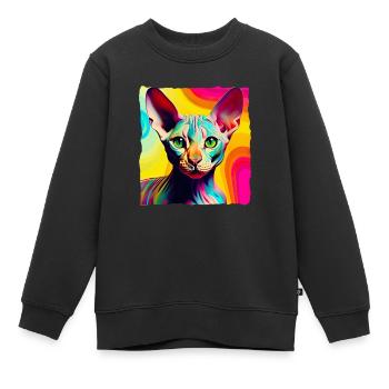 Coole Nacktkatze Pop Art - Kinder Premium Organic Sweatshirt - Schwarz - Vorne - AI Model Kid Female (0cm)