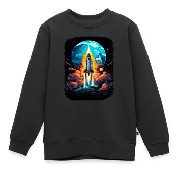 Space Weltraum Raumschiff Start Abheben Lift Off - Kinder Premium Organic Sweatshirt - Schwarz - Vorne - AI Model Kid Female (0cm)