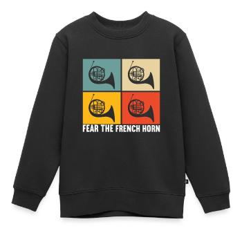 Cuivre à cor - Sweat Premium enfant bio - noir - Devant - AI Model Kid Female (0cm)