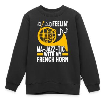Cuivre à cor - Sweat Premium enfant bio - noir - Devant - AI Model Kid Female (0cm)