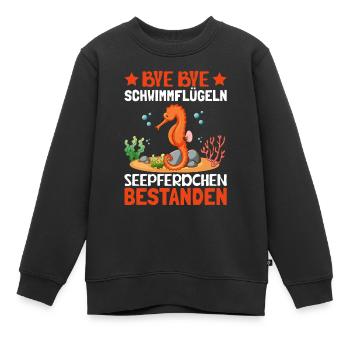 Bye Bye Schwimmflügeln Seepferdchen Bestanden - Kinder Premium Organic Sweatshirt - Schwarz - Vorne - AI Model Kid Female (0cm)