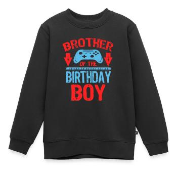Brother Of the Birthday Gamer Bro Boy Gaming Gift - Kids Premium Organic Sweatshirt - black - Front - AI Model Kid Female (0cm)