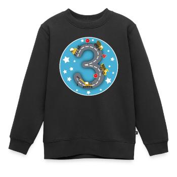Chemise d’anniversaire pour enfants 3 ans Pelle de chantier - Sweat Premium enfant bio - noir - Devant - AI Model Kid Female (0cm)