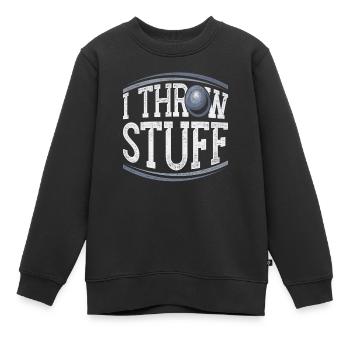 Lancer du poids Lancer du poids - Sweat Premium enfant bio - noir - Devant - AI Model Kid Female (0cm)