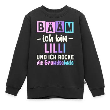 Name Lilli Geschenk Grundschule - Kinder Premium Organic Sweatshirt - Schwarz - Vorne - AI Model Kid Female (0cm)