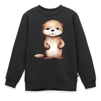 Classe Otter Otter - Sweat Premium enfant bio - noir - Devant - AI Model Kid Female (0cm)