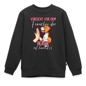 Vorsicht vor dem Frauchen Beagle - Kinder Premium Organic Sweatshirt - Schwarz - Vorne - AI Model Kid Female (0cm)