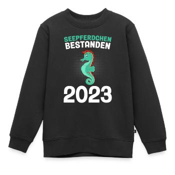 Seepferdchen bestanden 2023 Schwimmkurs - Kinder Premium Organic Sweatshirt - Schwarz - Vorne - AI Model Kid Female (0cm)
