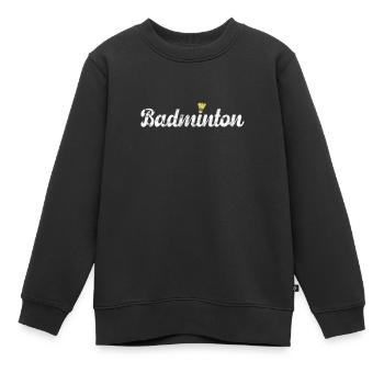 Badminton - Sweat Premium enfant bio - noir - Devant - AI Model Kid Female (0cm)