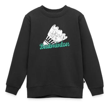 Badminton - Sweat Premium enfant bio - noir - Devant - AI Model Kid Female (0cm)