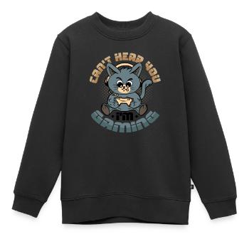 Je ne t’entends pas, je joue - Sweat Premium enfant bio - noir - Devant - AI Model Kid Female (0cm)
