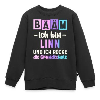 Name Linn Geschenk Grundschule - Kinder Premium Organic Sweatshirt - Schwarz - Vorne - AI Model Kid Female (0cm)