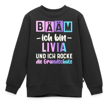 Name Livia Geschenk Grundschule - Kinder Premium Organic Sweatshirt - Schwarz - Vorne - AI Model Kid Female (0cm)