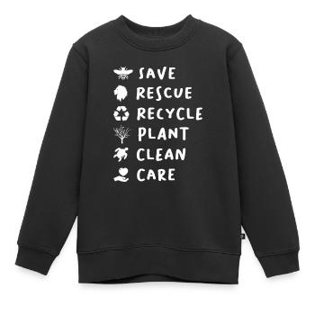 Bienen retten Löwen retten Plastik recyceln Speichern - Kinder Premium Organic Sweatshirt - Schwarz - Vorne - AI Model Kid Female (0cm)