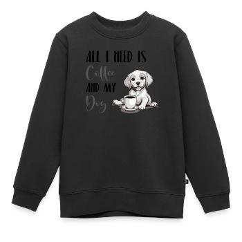 Weltkaffeetag mit Hund - Kinder Premium Organic Sweatshirt - Schwarz - Vorne - AI Model Kid Female (0cm)