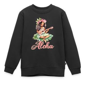 Urlaub Polynesier Strand Ukulele - Kinder Premium Organic Sweatshirt - Schwarz - Vorne - AI Model Kid Female (0cm)