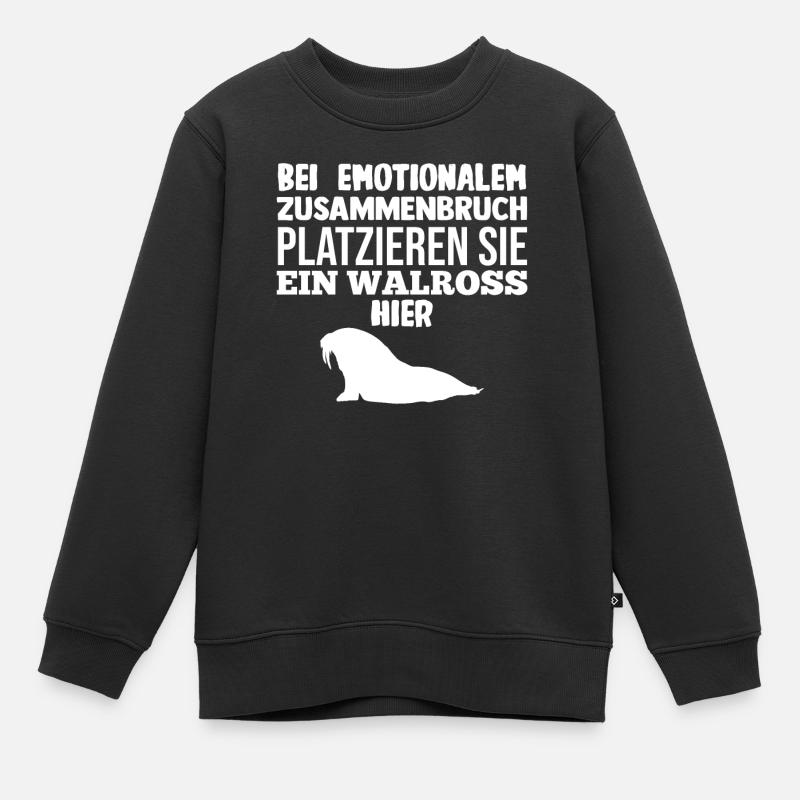 Walross - Kinder Premium Organic Sweatshirt - Schwarz