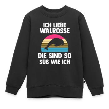 Walross - Kinder Premium Organic Sweatshirt - Schwarz - Vorne - AI Model Kid Female (0cm)