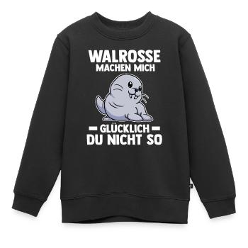 Walross - Kinder Premium Organic Sweatshirt - Schwarz - Vorne - AI Model Kid Female (0cm)