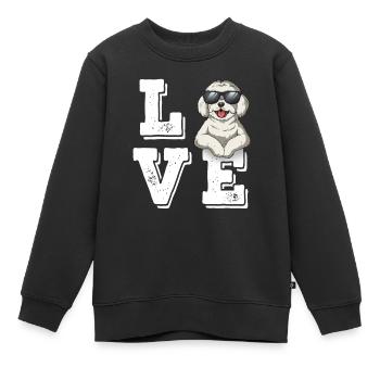 J’adore le maltais - Sweat Premium enfant bio - noir - Devant - AI Model Kid Female (0cm)