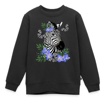 Zèbre - Sweat Premium enfant bio - noir - Devant - AI Model Kid Female (0cm)