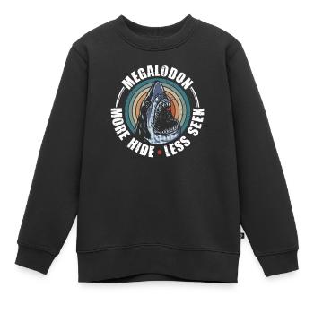 Megalodon - Plus de cachette - moins de recherche - Sweat Premium enfant bio - noir - Devant - AI Model Kid Female (0cm)
