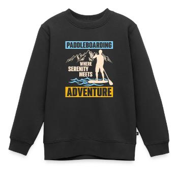 Paddleboard où la sérénité se lève paddle - Sweat Premium enfant bio - noir - Devant - AI Model Kid Female (0cm)