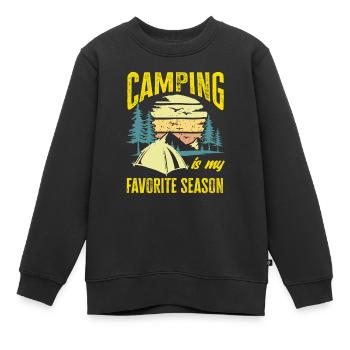 Camping Camper Camping Tentes Tente - Sweat Premium enfant bio - noir - Devant - AI Model Kid Female (0cm)