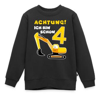 Kinder Bagger Geburtstagsshirt 4 Jahre Baustelle - Kinder Premium Organic Sweatshirt - Schwarz - Vorne - AI Model Kid Female (0cm)
