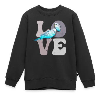 Wellensittich Wellensittich Papagei - Kinder Premium Organic Sweatshirt - Schwarz - Vorne - AI Model Kid Female (0cm)