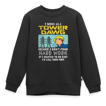 Ich arbeite als Tower Dawg - Kinder Premium Organic Sweatshirt - Schwarz - Vorne - AI Model Kid Female (0cm)