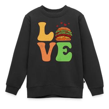 Burger Hamburger - Sweat Premium enfant bio - noir - Devant - AI Model Kid Female (0cm)