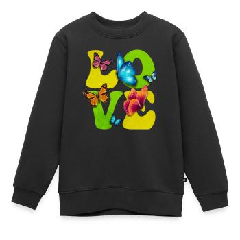 Papillon monarque insecte - Sweat Premium enfant bio - noir - Devant - AI Model Kid Female (0cm)