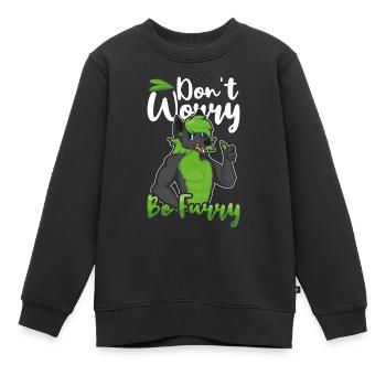 Ehrfürchtiger Fuchs Stolzes pelziges Schwanzohr pelzige Person sein - Kinder Premium Organic Sweatshirt - Schwarz - Vorne - AI Model Kid Female (0cm)