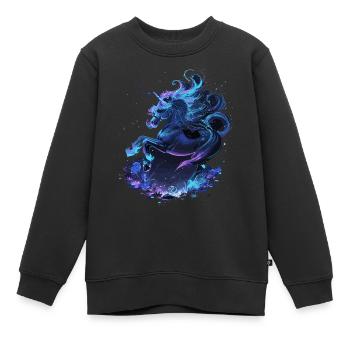 Mystisches Einhorn Mitternacht - Kinder Premium Organic Sweatshirt - Schwarz - Vorne - AI Model Kid Female (0cm)