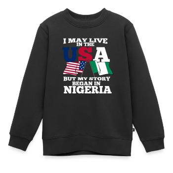 Nigéria - Sweat Premium enfant bio - noir - Devant - AI Model Kid Female (0cm)