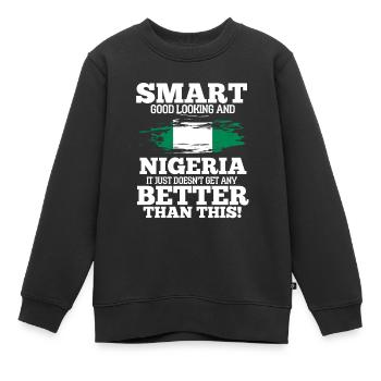 Nigéria - Sweat Premium enfant bio - noir - Devant - AI Model Kid Female (0cm)