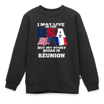 Réunion - Sweat Premium enfant bio - noir - Devant - AI Model Kid Female (0cm)