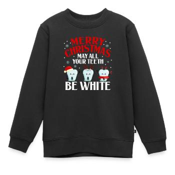 Frohe Weihnachten Mögen alle Ihre Zähne weiß sein - Kinder Premium Organic Sweatshirt - Schwarz - Vorne - AI Model Kid Female (0cm)