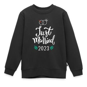 Je viens de me marier 2023 pour un mariage et une lune de miel nouvellement - Sweat Premium enfant bio - noir - Devant - AI Model Kid Female (0cm)