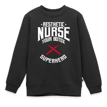 Aesthetic Nurse Saying - Kids Premium Organic Sweatshirt - black - Front - AI Model Kid Female (0cm)