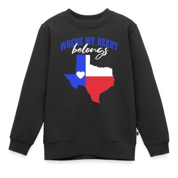 Où mon cœur appartient Texas - Sweat Premium enfant bio - noir - Devant - AI Model Kid Female (0cm)
