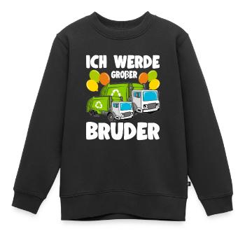 Werde großer Bruder Müllwagen Müllabfuhr - Kinder Premium Organic Sweatshirt - Schwarz - Vorne - AI Model Kid Female (0cm)