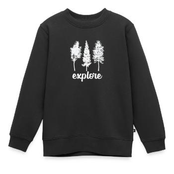 Explorez la forêt et les arbres Feuilles naturelles - Sweat Premium enfant bio - noir - Devant - AI Model Kid Female (0cm)