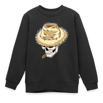 Totenkopf Landwirt Weizen Bauernhof - Kinder Premium Organic Sweatshirt - Schwarz - Vorne - AI Model Kid Female (0cm)