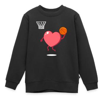 Valentinstag Herz Dunking Basketballspieler - Kinder Premium Organic Sweatshirt - Schwarz - Vorne - AI Model Kid Female (0cm)