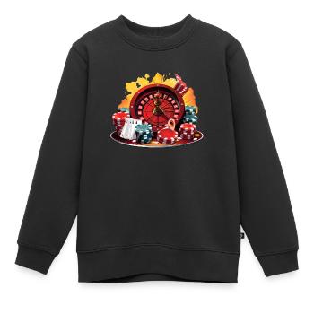 Casino - Sweat Premium enfant bio - noir - Devant - AI Model Kid Female (0cm)